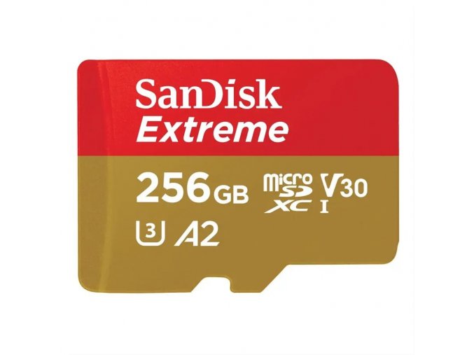 Paměťová karta Sandisk Extreme microSDXC 256GB 190MB/s / 130MB/s A2 C10 V30 UHS-I U3, adapter