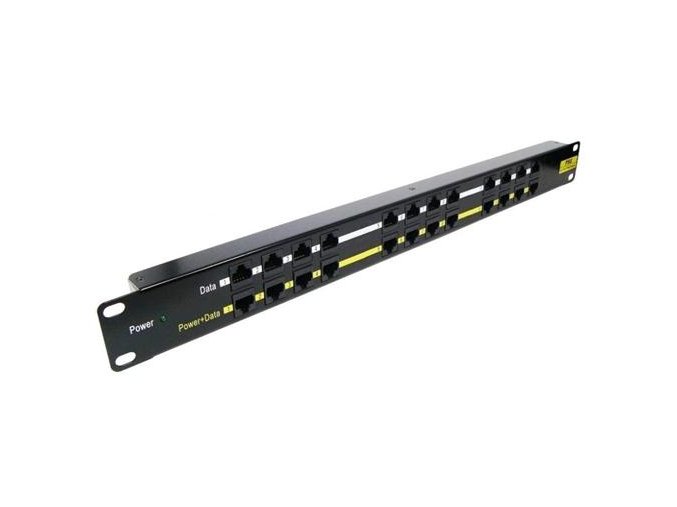 Patch panel POE UTP cat.5e 12p 1U Black, 19" rack