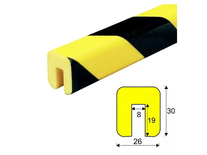 Varovný a ochranný profil 10, černá / žlutá, 2,6 cm × 3 cm × 100 cm - DP 10019