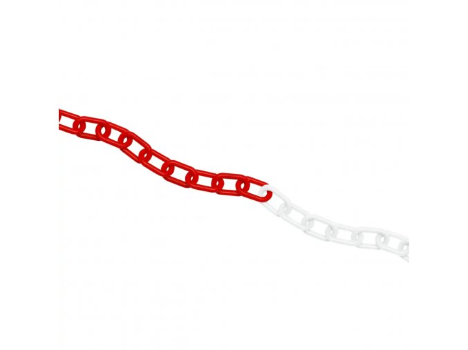 Plastový řetěz, bílá / červená, Ø 5 mm, délka 25 m - CV 1030