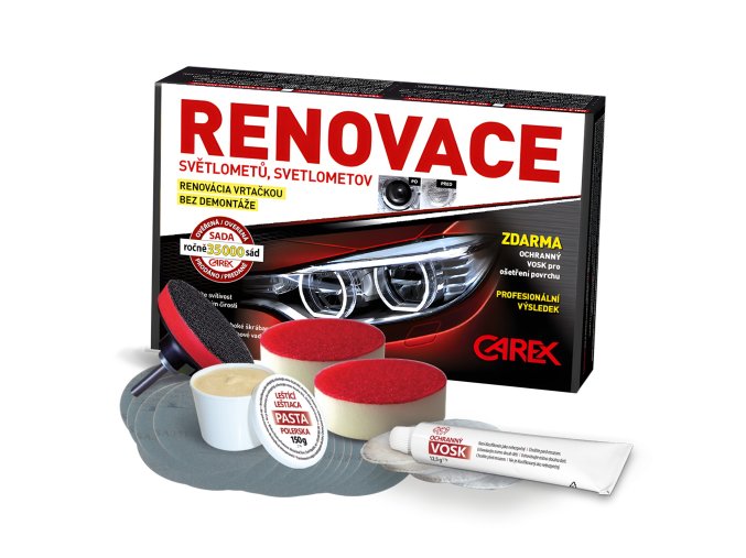 CAREX - sada na RENOVACI plastových světlometů (VELKÁ)