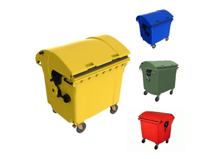 Plastový kontejner 1100 l na tříděný sběr, různé barvy, žlutá,design C