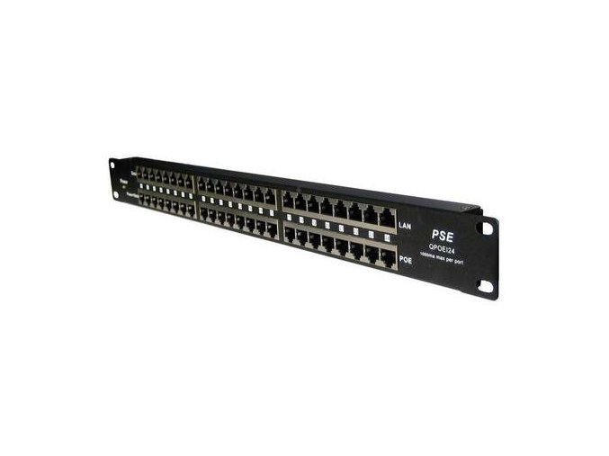 Patch panel POE cat.5e 24p 1U Black stíněný, 19" rack