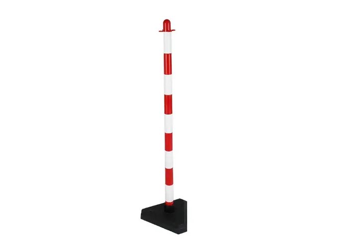 Plastový sloupek s trojúhelníkovou základnou, bílá / červená, výška: 90 cm - CV 3091