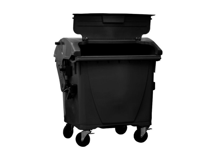 Plastový kontejner 1100 l víko ve víku, černý