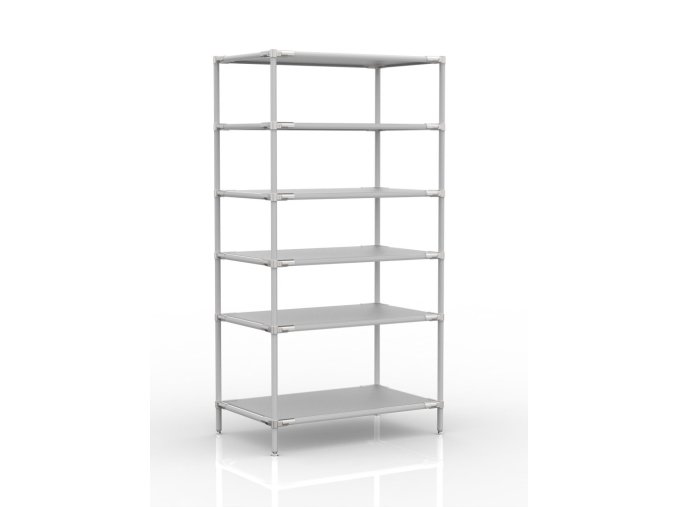 Policový regál [šedá + stříbrné spojky] (Vyberte barvu konstrukce: šedá + stříbrné spojky)