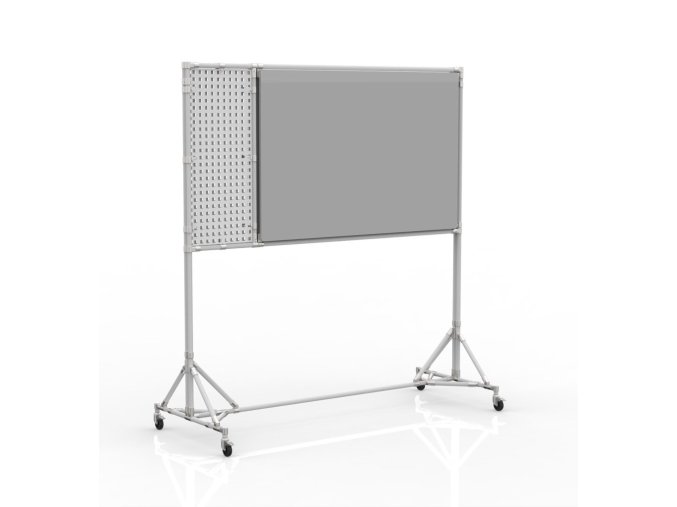 Oboustranná magnetická tabule s perfopanelem 24042531 [šedá + stříbrné spojky] (Vyberte barvu konstrukce: šedá + stříbrné spojky)