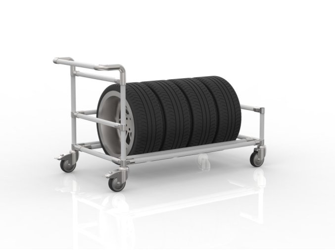Vozík na pneumatiky 24082634 [šedá + stříbrné spojky] (Vyberte barvu konstrukce: šedá + stříbrné spojky)