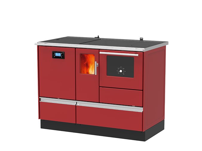 ALFA PLAM, peletový sporák ALFA TERM H20 ECO*E-CV s výměníkem 20 kW, červený