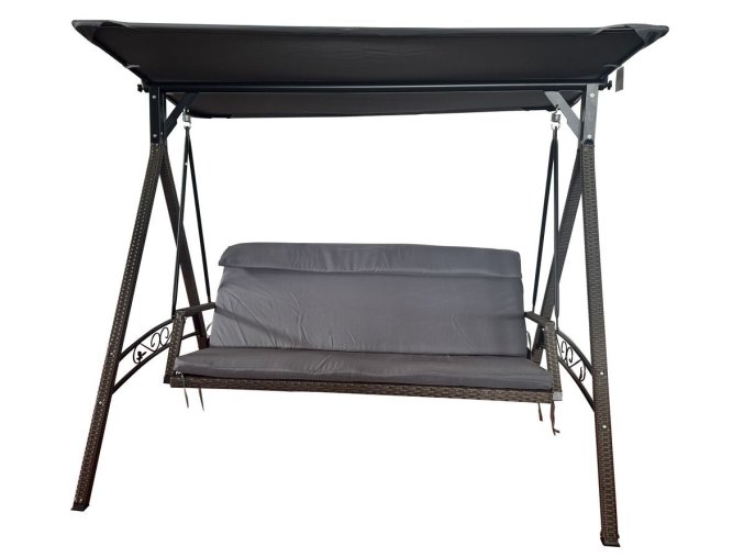 RATTAN zahradní houpačka HNĚDÁ
