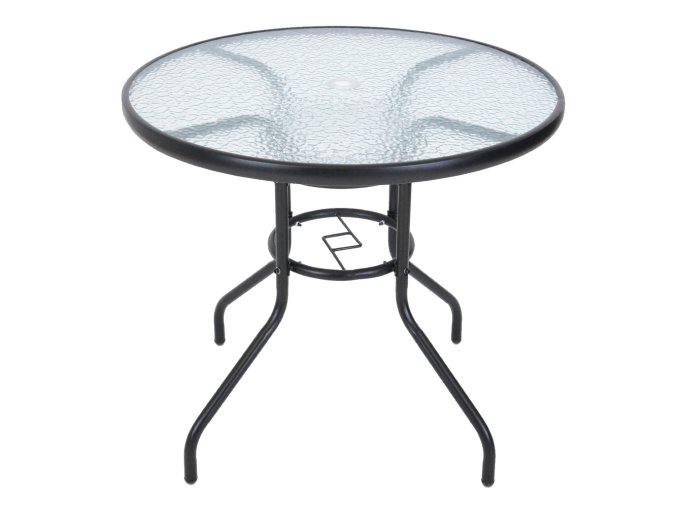 Zahradní stůl ZWMT Ø 80 cm kovový se skleněnou deskou