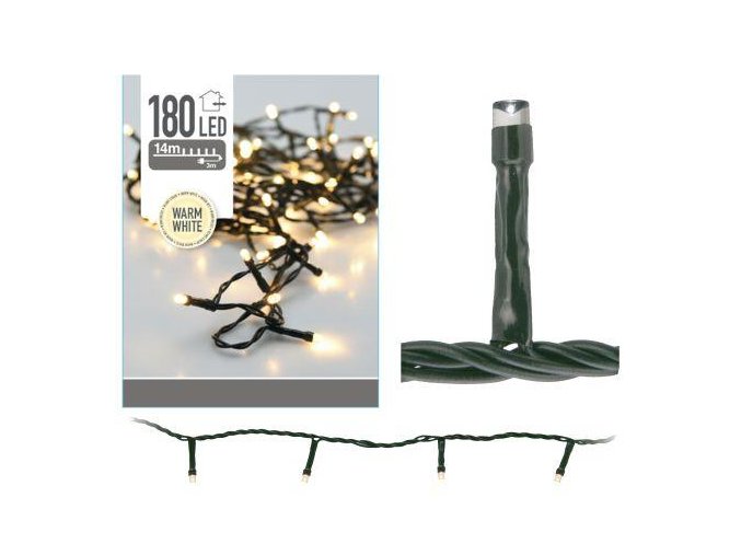osvětlení vánoční 14m 180LED teplá BÍ venkovní