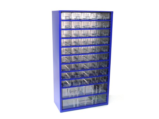 skříňka 3 velikosti 45 mal.,2 stř.,1 vel.zásuvka 30,5x55x15,5cm kov.MO