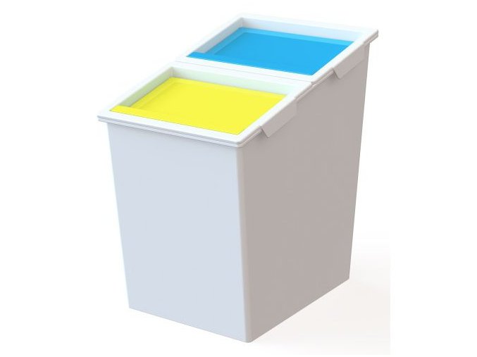 Plastový odpadkový koš dvě oddělení 30 l (víka žluté a modré)