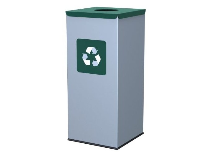 Hranatý odpadkový koš zelené víko 60 l