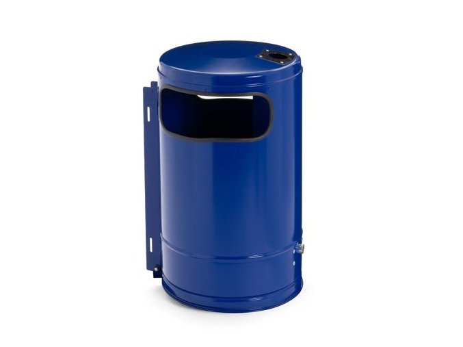 6397 1 01 kovovy odpadkovy kos na stojinu nebo zed s vhozy a popelnikem modry