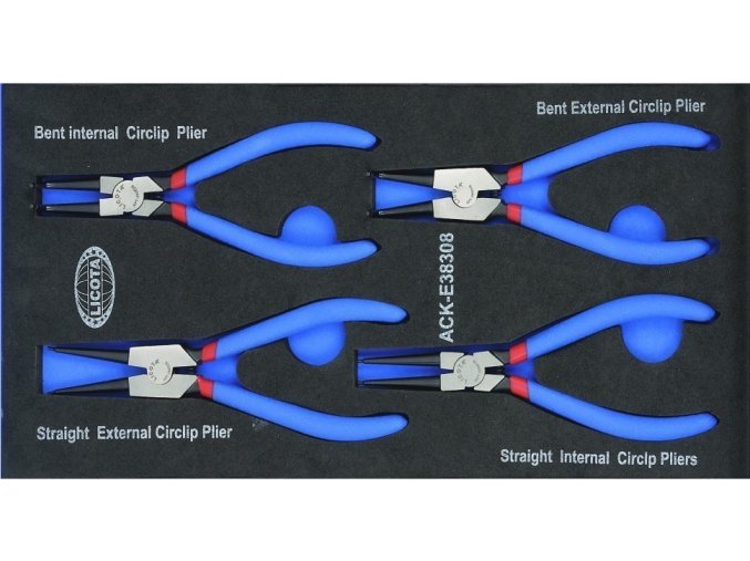Sada kleští na pojistné kroužky v pěnové výplni, 4 ks - LIACKE38308