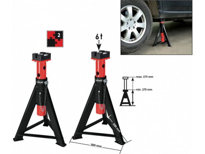 Podpěrné kozlíky 6 t (pár), výška: max. 575 mm/min. 370 mm, cena za pár VIGOR V2648