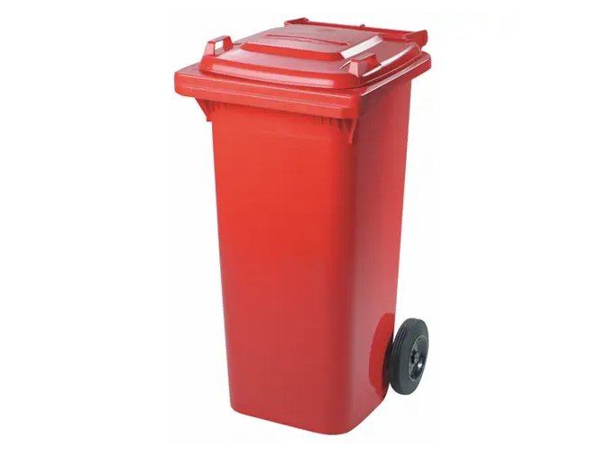 Plastová nádoba s kolečky, červená, 120l - PLN 7126