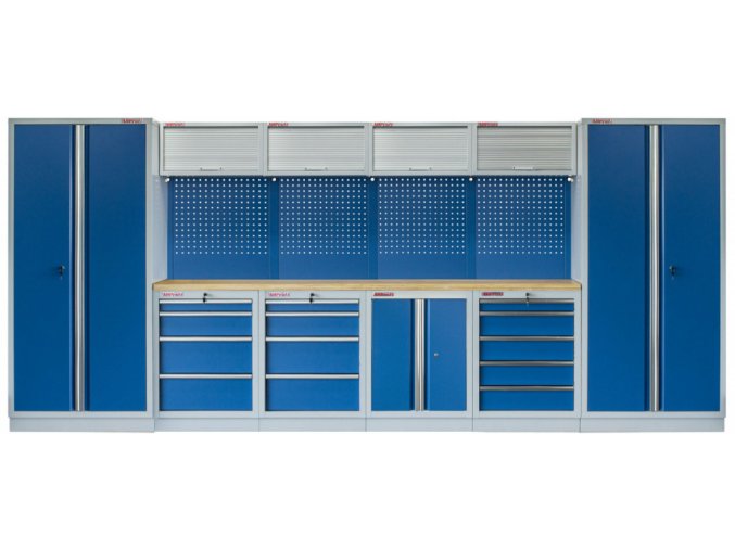 Kvalitní PROFI BLUE dílenský nábytek - 4535 x 2000 x 495 mm - MTGS1300A3 Blue