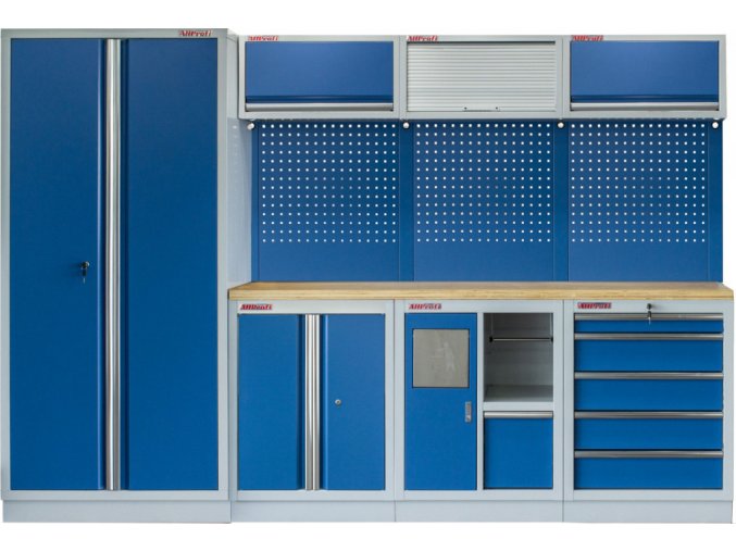 Sestava PROFI BLUE dílenského nábytku s vysokou širokou skříní 7 ks - MTGS1301WA Blue