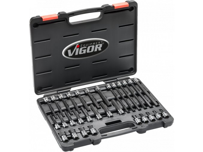 Sada nástrčných hlavic HEX 3/8" v kufru, 30 ks - V6019
