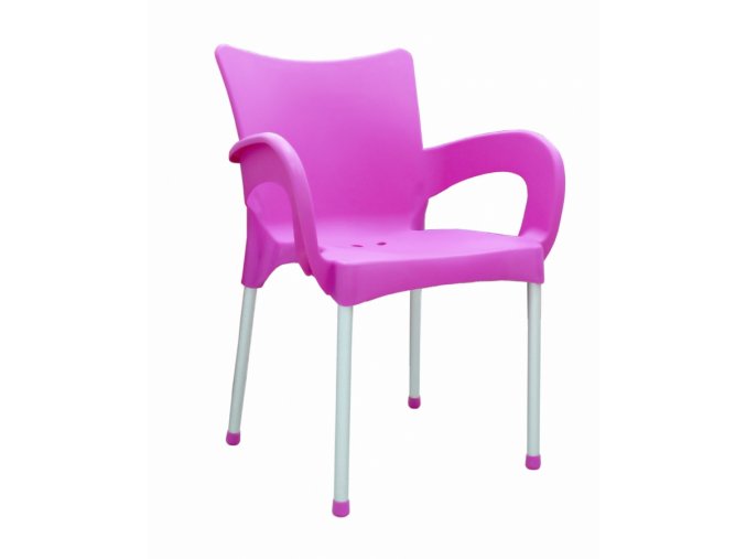 Mega Plast, plastová židle SMART (AL nohy), 83 x 57 x 54 cm, stohovatelná, růžová