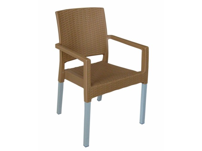Mega Plast, plastová židle RATAN LUX (AL nohy), 88 x 56,5 x 56 cm, stohovatelná, okrová