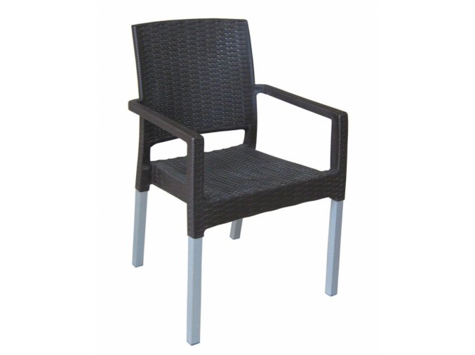 Mega Plast, plastová židle RATAN LUX (AL nohy), 88 x 56,5 x 56 cm, stohovatelná, wenge
