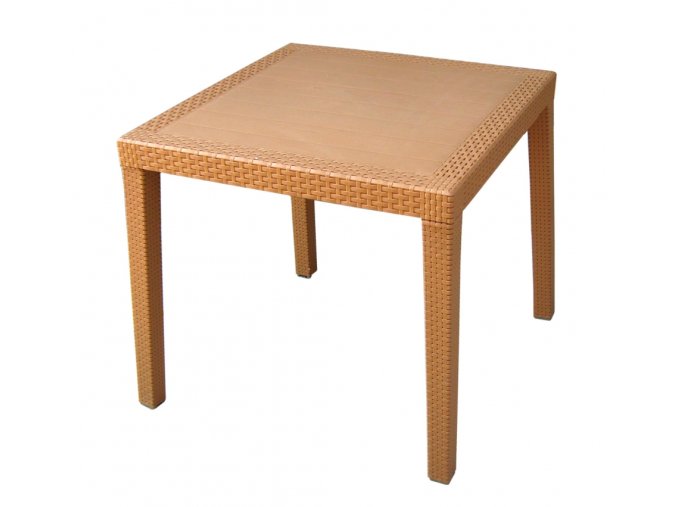 2028 1 mega plast plastovy stul ratan lux 73 x 75 5 x 75 5 cm vhodny k zidlym bella a ratan lux okrova