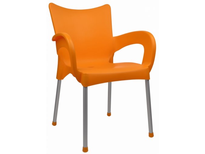 Mega Plast, plastová židle DOLCE (AL nohy), 82,5 x 59 x 55 cm, stohovatelná, oranžová