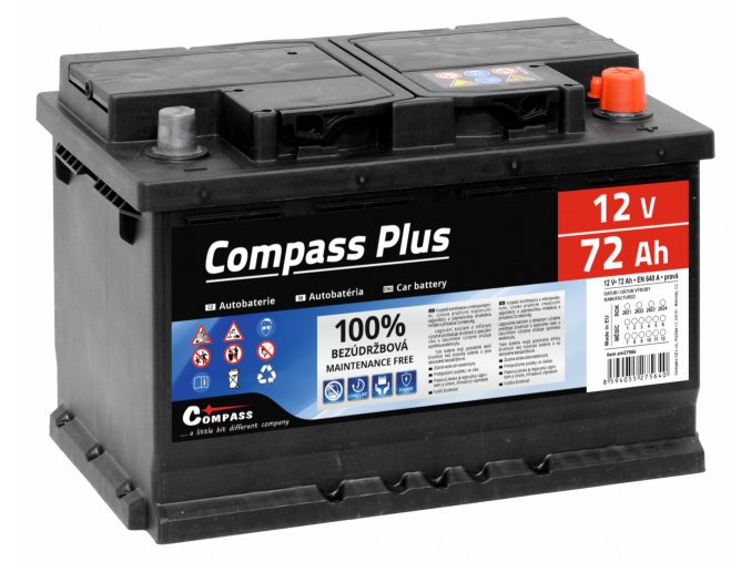 Autobaterie COMPASS PLUS 12V 72Ah 640A