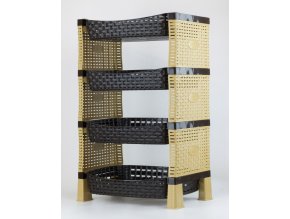 Mega Plast, SHELF regál polyratan, 41 x 30 x 65 cm, krém/wenge