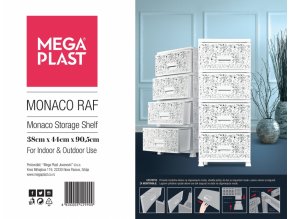 Mega Plast, komoda MONAKO, 44 x 38 x 90,5 cm, bílá