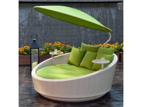 Igotrend, SHELL sluneční postel - šedá/zelená, 168 x 164 x 72,5cm, 360 rot. systém