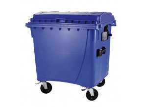 Plastový kontejner s plochým víkem 1100 l. - modrý