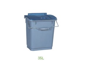 Odpadkový koš na tříděný odpad MODULOBAC 35 l, 35 l,šedá nádoba, modré víko
