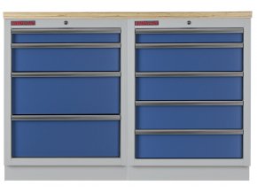 Sestava kvalitních PROFI BLUE dílenských skříněk s pracovní deskou - MTGS1300BAL09 Blue