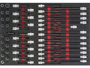 Sortiment nástrčných hlavic XZN a RIBE 58 dílů ve vložce do dílenských vozíků 1/2" - V4729