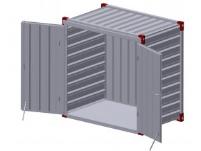 Kontejner 1375 x 2200 mm s ocelovou podlahou – dvoukřídlé dveře v čelní stěně 2