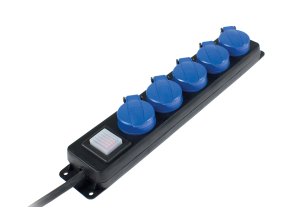 Kempovací zásuvková lišta s vypínačem se světelným indikátorem napětí 5cestná - 4,5m