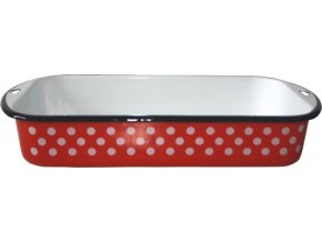 240 metalac cerveny puntik smaltovany pekac 30 cm