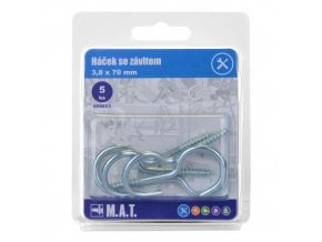 háček se závitem 70x3,8mm Zn (5ks)