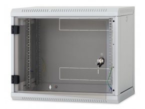 Rack Triton 19" jednodílný 9U/400mm prosklené dveře, odnímatelné bočnice,šedý