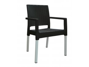 Mega Plast, plastová židle RATAN LUX (AL nohy), 88 x 56,5 x 56 cm, stohovatelná, antracit