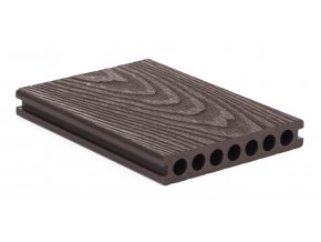 Terasové prkno G21 2,5 x 14,8 x 300 cm, Dark Wood s kulatými výřezy, WPC