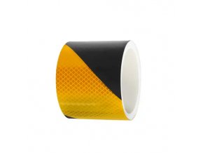 Vysoce reflexní výstražná páska, pravá, černá/žlutá, 5 cm × 25 m - BY RX5A6