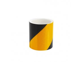 Vysoce reflexní výstražná páska, pravá, černá/žlutá, 10 cm × 25 m - BY RX1A6