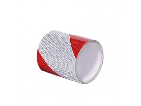 Vysoce reflexní výstražná páska, pravá, bílá/červená, 10 cm × 25 m - BY RX1AK