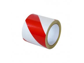 Reflexní výstražná páska, pravá, bílá/červená, 10 cm × 15 m - BY RVP1015